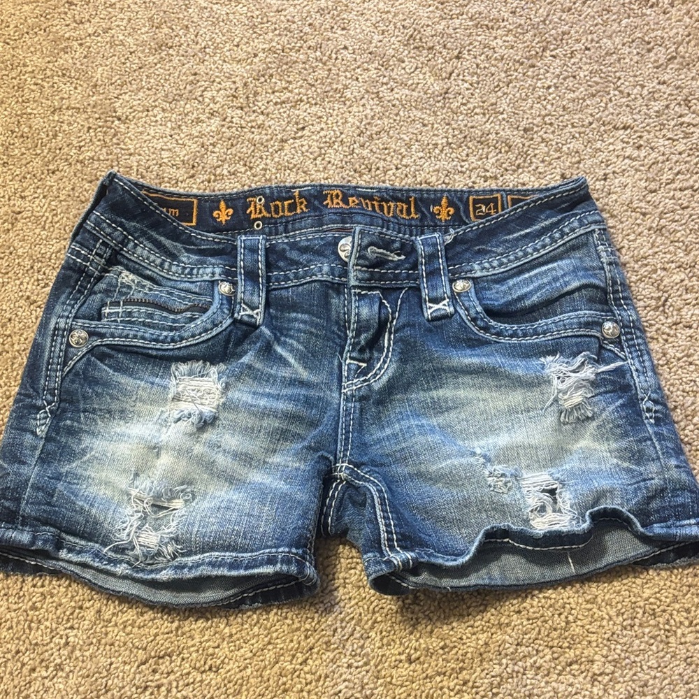 Rock Revival Distressed Blue Jean Shorts